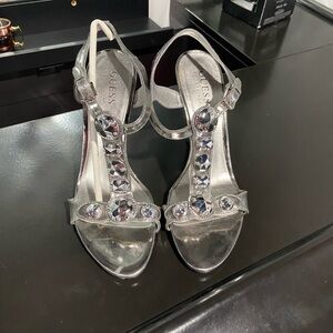 Guess silver high heel sandals size 6.5 women